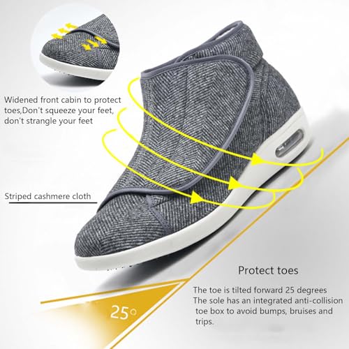 bumuam Mens Diabetic Edema Shoes Extended Widths,Winter Warm Adjustable Extra Wide Shoes Swollen Feet Diabetic Edema Boots Slippers Indoor Outdoor Diabetic Shoes Men 7.5/Women 8.53