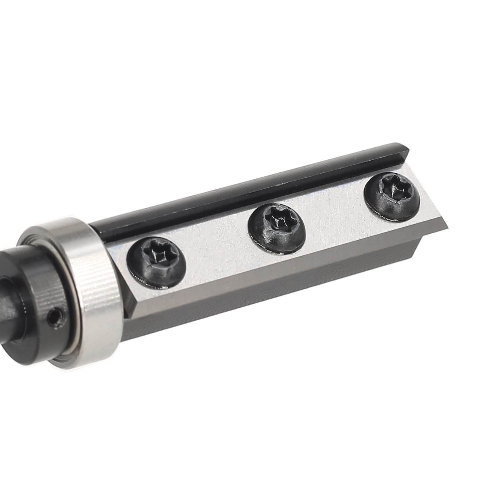 Fresa de enrasado con placa reversible de 8 mm de vástago, cuchilla de carburo intercambiable de 4 lados, fresa de enrasado para fresadora con rodamiento, fresadora de madera para el acabado de