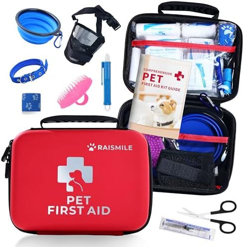 Dog First Aid Kit, Pet First Aid Supplies for Treat Dogs & Cats i...