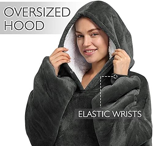 Catalonia Classy Oversized Hoodie Blanket, Warm Gifts For Her, Wearable Sherpa Blanket, Super Soft Warm Portable, Comfortable Giant Hoody Travel Pillow Adults Men Women