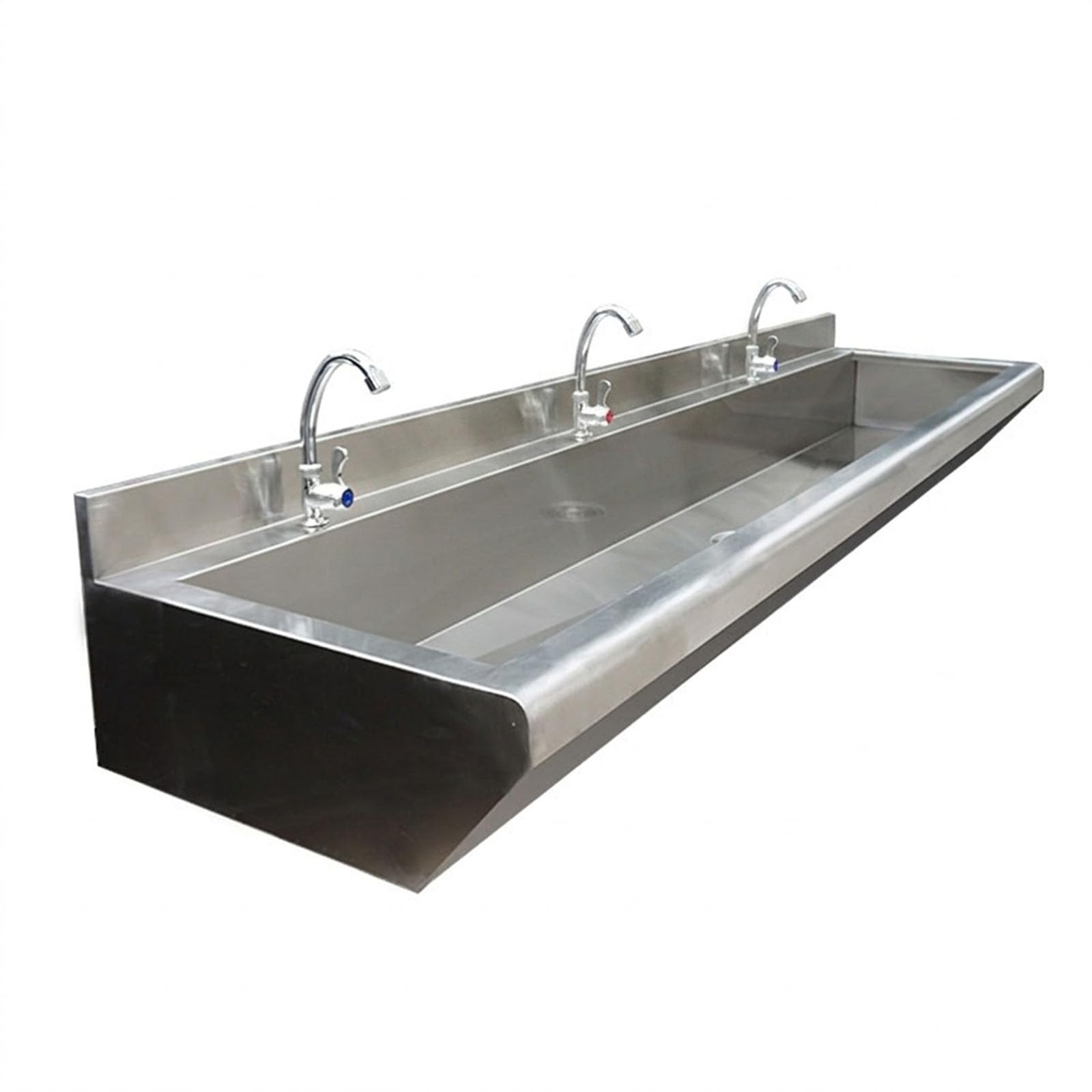 Lavabo comercial de acero inoxidable para montaje en pared,Lavabo tipo canaleta de alta resistencia,Lavabo alargado de uso colectivo,Lavabo multiestación de uso general para restaurantes, escuelas
