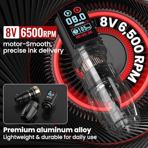 Wormhole Wireless Tattoo Machine Kit 2300mAh Rechargeable Tattoo Pen with 7 Adjustable Stroke 10Pcs 5ml Tattoo Ink 20Pcs Tattoo Cartridge Needles & Replacement Power Supply Professional Tattoo Kit