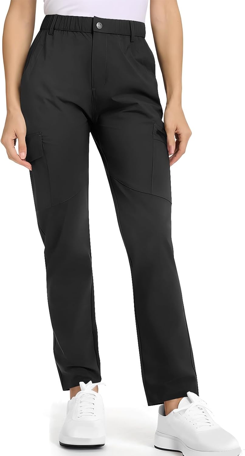 Womens Cargo Pants Casual Loose Fit Straight Leg High Waisted Travel Hiking Pants Summer Work Trousers with Pockets