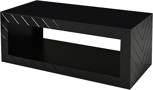 Miniatura 4 de Mesa auxiliar LED moderna, mesa auxiliar rectangular de alto brillo con luces LED de 16 colores, mesa de cóctel central con un espacio de