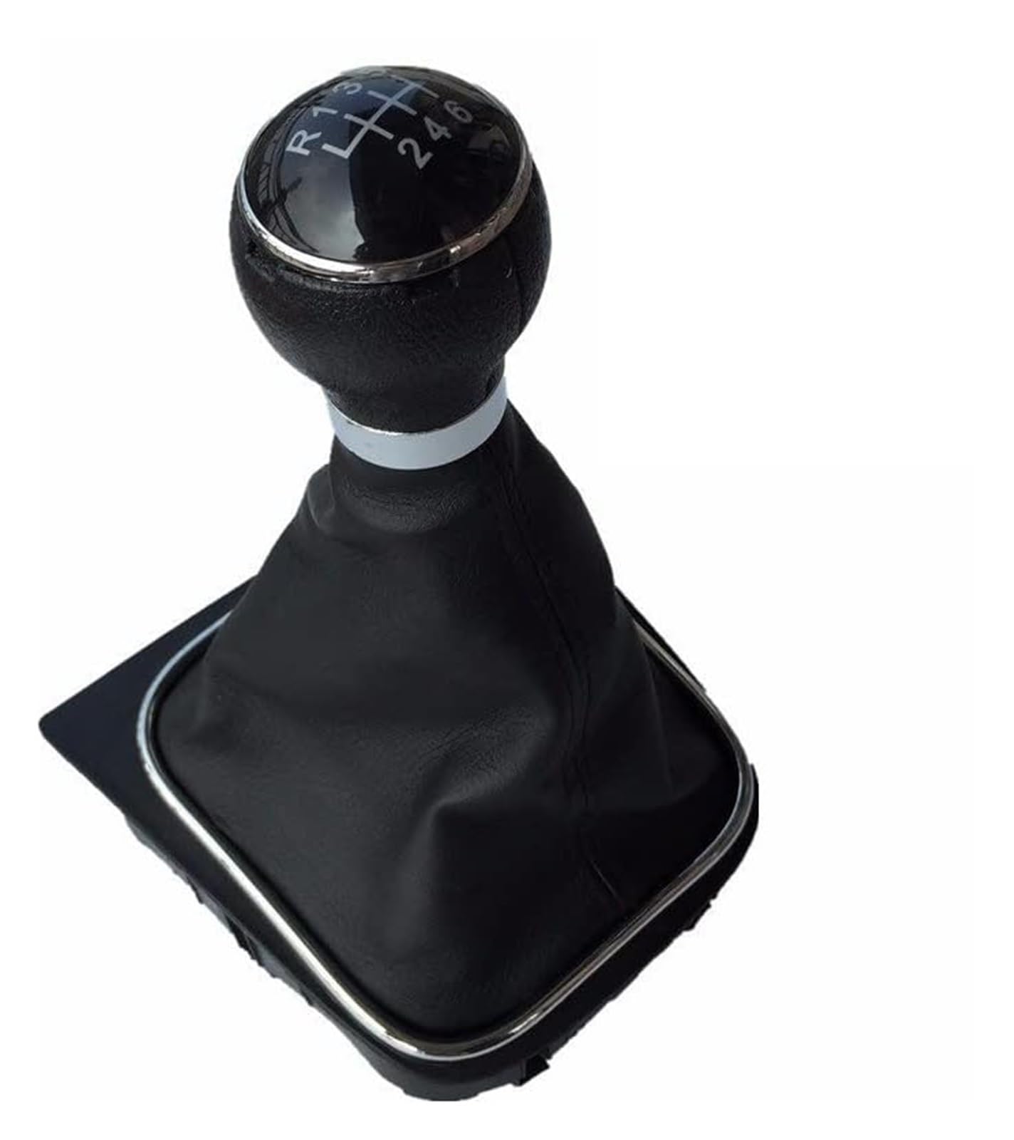 UTONGMU Manual Gear Shift Knob for VW for Golf 5 V MK5 MK6 for Jetta R32 for Rabbit 6 Speed Stick Gear Shift Knob with Leather Boot Collar Case(6 Speed Black a)