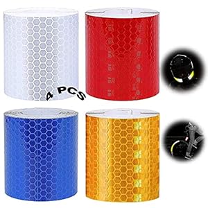 Reflektorband 3 Rolle Selbstklebend Warnklebeband Reflektorband Klebeband Reflexfolie Sicherheitswarnband Reflektorband Zum Aufkleben ​Für Autos Anhänger Fahrräder Helme Gelb Blau Weiß Rot 5cm x 3m