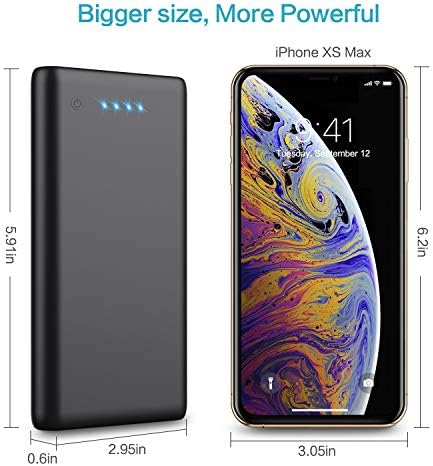 Power Bank, Pxwaxpy Portable Charger [26800mAh Newest Version] High Capacity External Battery Pack with 4 LED Lights Ultra Compact Quick Charge Power Banks for Smart Phone, Tablet and More (Black)