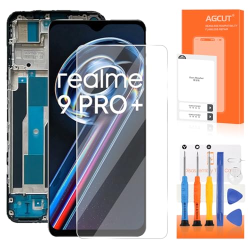 AGCUT for Realme 9 Pro Plus Screen Replcement for Realme 9 Pro Plus LCD Display Touch RMX3392, RMX3393 Screen Digitizer Replacement Assembly Repair Parts with Frame