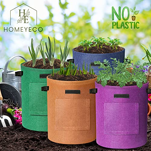 Homeyeco 4-Pack 10 Gallon Multi-Colored Potato Growing Bags, 400G Thickest Potato Grow Bags With Plant Tags, Potato Bags For Growing Potatoes With Visual-Able Harvest Window, Breathable Gardening Pots #TOP1