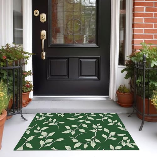 Tapis grand format 150x210 motif feuilles blanches lavable antidérapant
