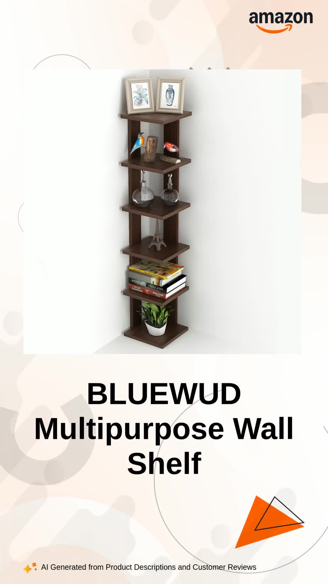 BLUEWUD Braine Engineered Wood Multipurpose Wall Decor Floating