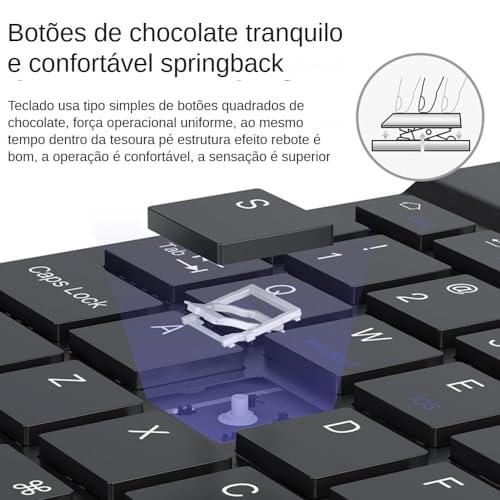 ABNT2 Mini teclado Bluetooth portátil universal, para Android IOS Tablet Windows, resposta mais rápi