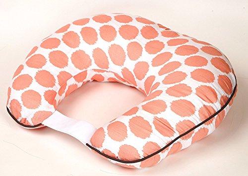 Bacati Ikat Dots Muslin Fabric Hugster Nursing Pillow with Insert OR Nursing Pillow Cover Only (Nursing Pillow with Insert, Coral)