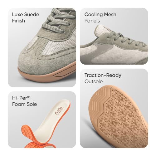 Image of Frido Active Casual Sneakers for Women | Stylish Everyday Sneakers with Breathable Mesh, Lycra-Lined Collar, Cushioned Footbed & Zero-Drop Sole for Travel, Night Outs