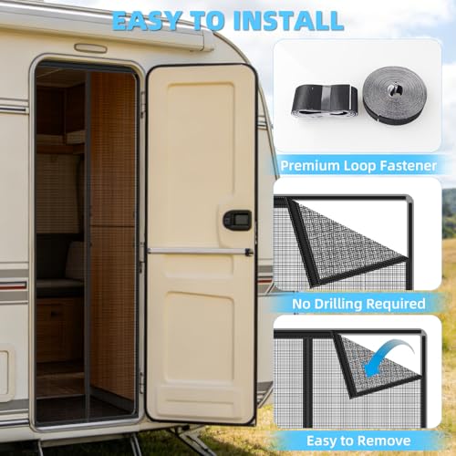 CCBASEBALL Magnetic RV Screen Door Curtain, 33'' x 80' RV Door Mosquito Net Screen, Tear-Resistant Camper Screen Door Mesh Bug Screen for Motorhome,Travel Trailers, Camper by CCBASEBALL - Used condition - Image 6