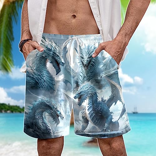 Dragons Mens Swimming Trunks - Board Shorts Bathing Suits Swimwear Dragons Lovers Beach Shorts for Men Set 642