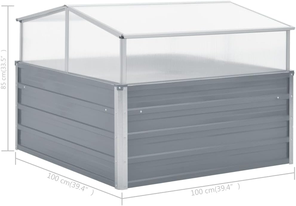 Greenhouse,Patio Decoration,Gardening Supplies,Vegetable Planters,Plants Privacy Fence,Outdoor Planter,Balcony Raised Beds,for Garden,Patio,Balcony,Yard,39.4"x39.4"x33.5" Galvanized Steel Gray