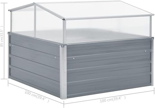 Miniatura 7 de Invernadero de 39.4 x 39.4 x 33.5 pulgadas, gris acero galvanizado, cama de jardín elevada, macetas al aire libre para jardín de hierbas de flores