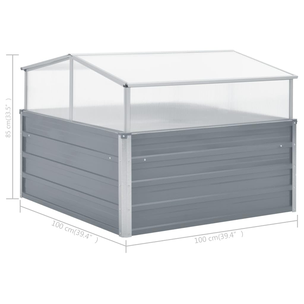 Genérico - Invernadero (100 x 100 x 85 cm), color gris | Techo corredizo para ventilación, diseño sin fondo, drenaje óptimo, para balcón terraza y patio