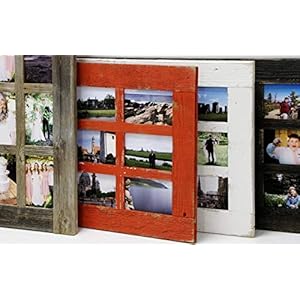 Window style multi frame 12 openings 4x6 display multiframe picture collage photo reclaimed barn wood decorative farmhouse decor rustic family gallery wedding living room in one distressed country  urban country home decor