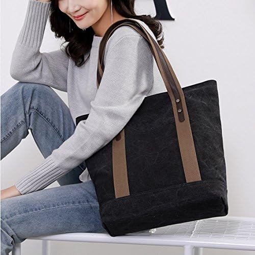 Sunshinejing Women's Canvas Shoulder Bags Retro Casual Handbags Work Bag Tote Purses - Image 2