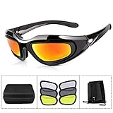 Elemart Tactical Glasses - Riding Glasses Protective Shooting Military Goggles Polarized Sunglasses Cycling Glasses Fishing Glasses with 4 Lenses Kit for Outdoor Activity Sport (Black)