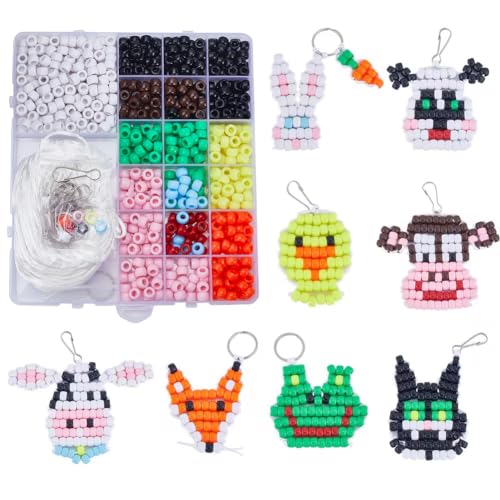 Kit de perles d'animaux 8 mm SUNNYCLUE avec perles poney vache et canard pour loisirs créatifs