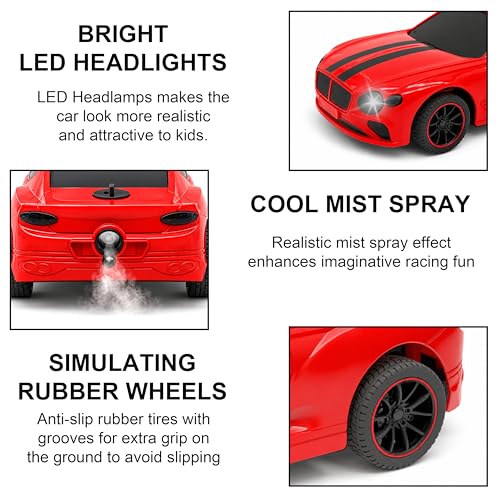 Image of VGRASSP Remote Control Sports Racing Car Toy for Kids with Mist Spray and Lights - Indoor and Outdoor Racing RC Smoke Car - USB Type-C Charging - Color As Per Stock