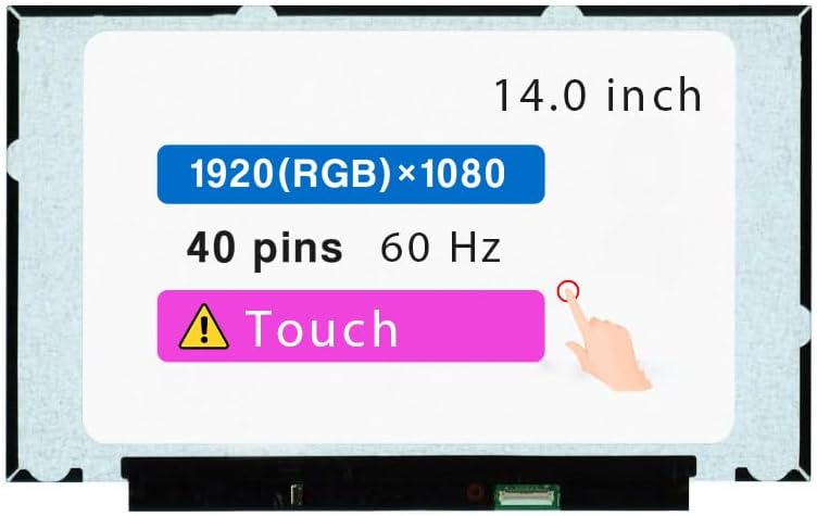 14.0" Screen Replacement for Lenovo Thinkpad P14S (2ND GEN) Model 20VY LCD Display Panel 40 pins 60 Hz (FHD 1920 * 1080 Touch)