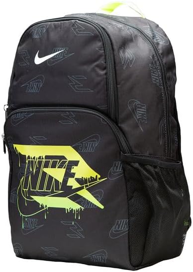 Nike 3 Brand Graphic Print Backpack – Black/Volt – One Size (30L)