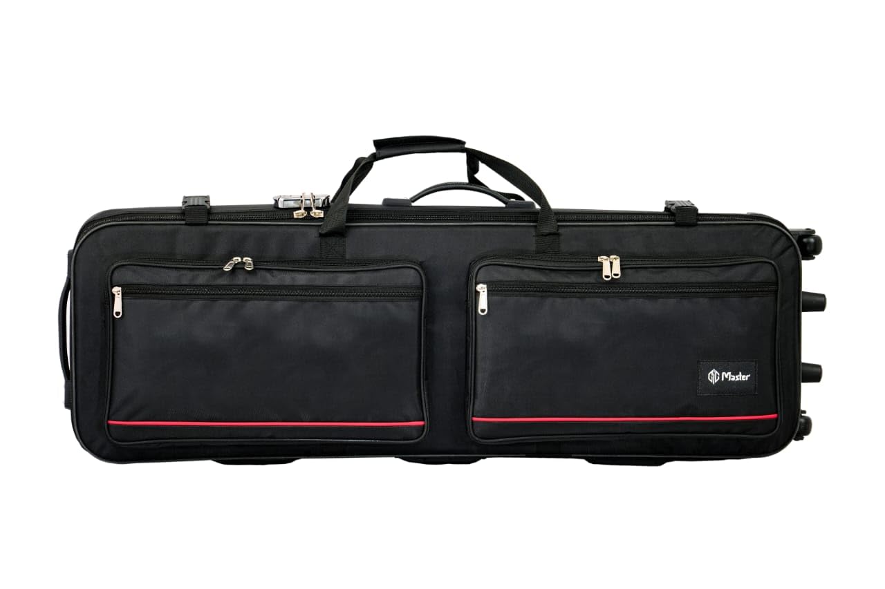 GIG Master Hard Carry Case for Roland XP-60, XPS-60, 61-Keys Keyboard | Heavy Padded Waterproof Keyboard Bag with Wheels (Black & Red)-image-43