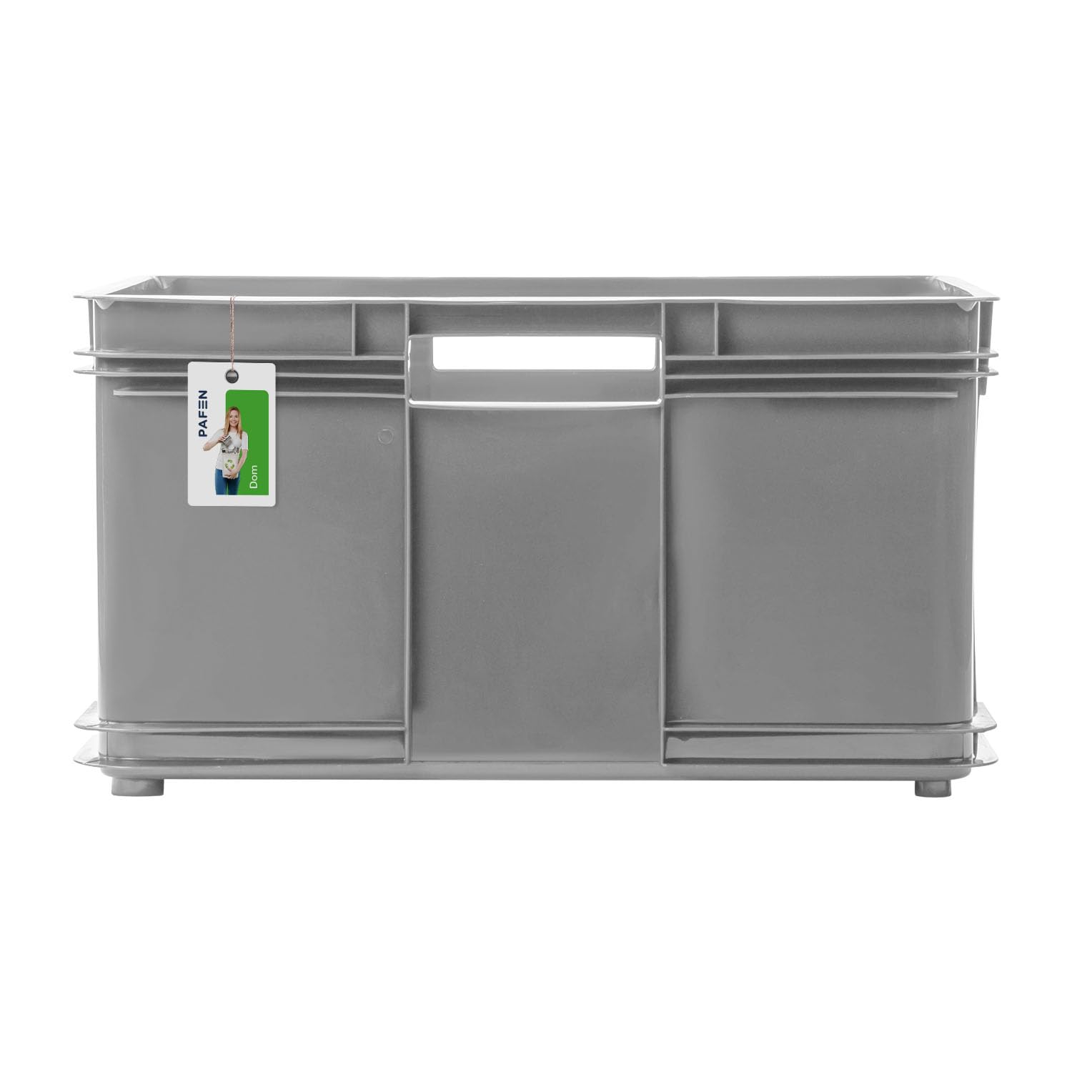 PAFEN 3 x pudełko do układania w stos euro 54 l – 52,5 x 43 x 28,5 cm – ekologiczne pojemniki do przechowywania, pudełko do układania w stos, pojemnik euro z polipropylenu, szary (Stone Grey)