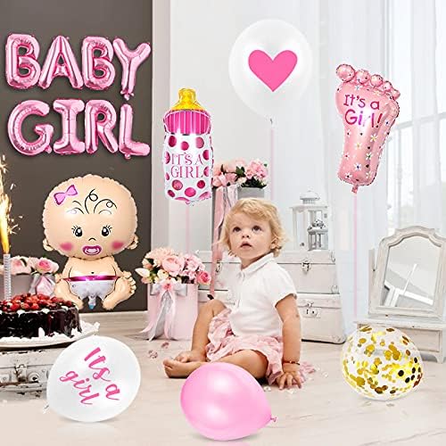Baby Shower Decoration Pink, Baby Shower Girl Decoration, Baby Shower Decorations, It's a Girl Garland, Newborn Foil Balloon - Image 4