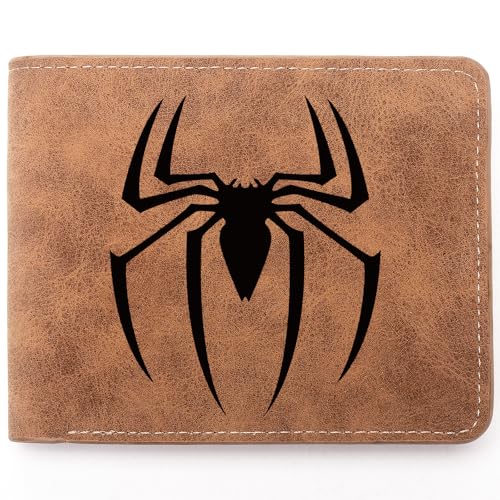 Spider Wallet for Men,Engraved Personalized Leather Wallet,Superhero Gifts For Teen Boy Birthday Gift,Christmas Gifts (Spider)