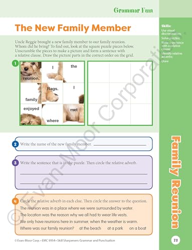 Evan-Moor Educational Publishers 9954 Evan-Moor Skill Sharpeners Grammar And Punctuation Workbook, Grade 4, Nouns, Verbs, Sentence Structure, Subject, Predicate, Language Handbook thumb #6