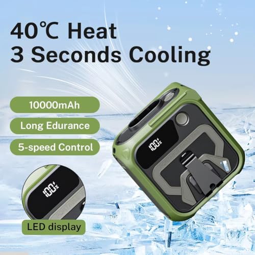 Ventilateur portable de taille 10000mAh vert outdoor - 3