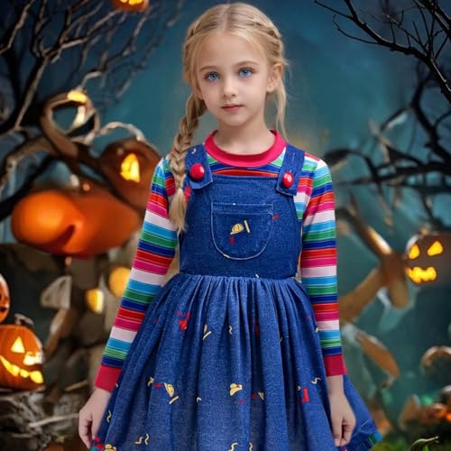 Disfraz completo vestido azul de mezclilla para niñas miniatura 5