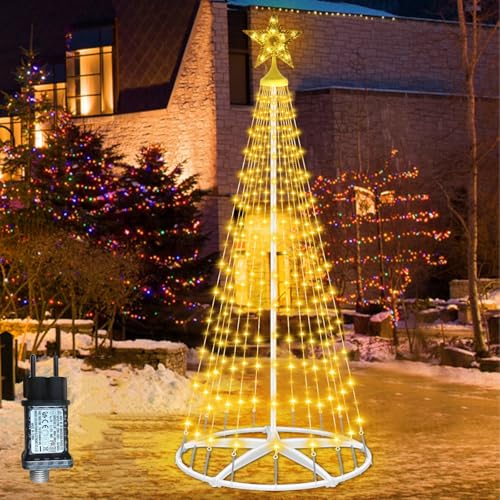 HELESIN Weihnachtsbaum Metall Groß Kegelform 250 LED Lichterbaum...