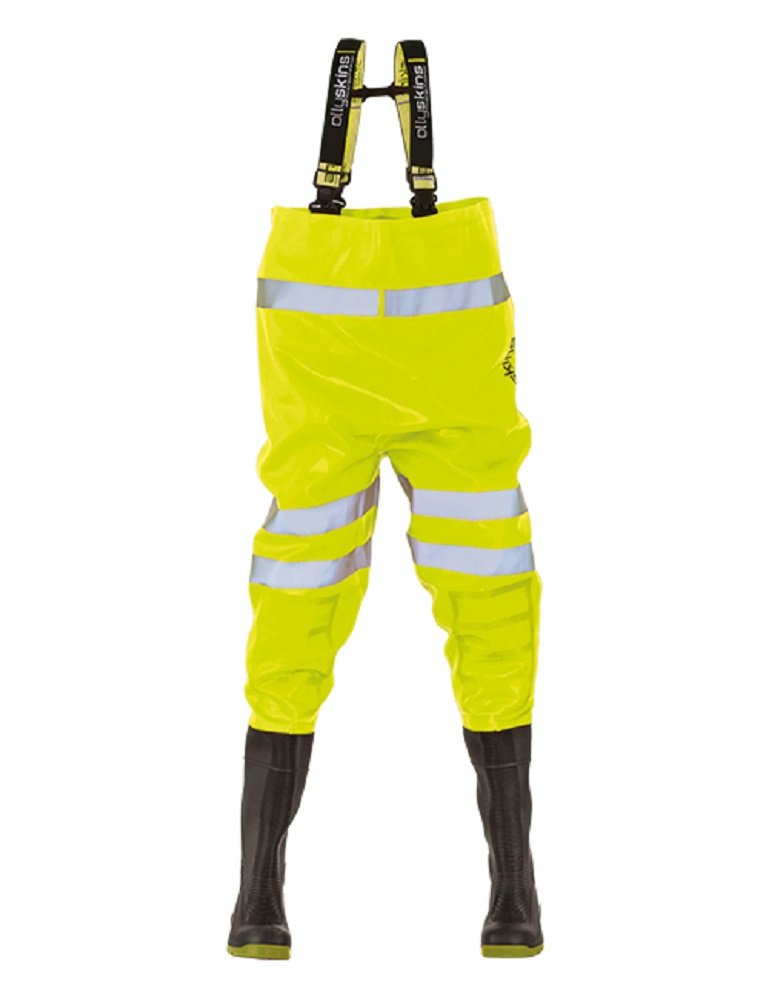 Ollyskins 2668 Hi-Viz Safety PVC Chest Waders, Hi-Viz Yellow - 12/47