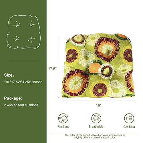 Bossima Patio Tufted Seat Cushion For Outdoor Furniture, Set Of 2, Furniture Chair Pad (Olefin Mixed Yellow/Grey) #TOP1