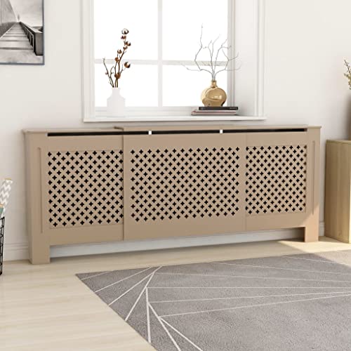 Cubierta de radiador ajustable de 205 cm MDF y cubreradiador moderno para dormitorio