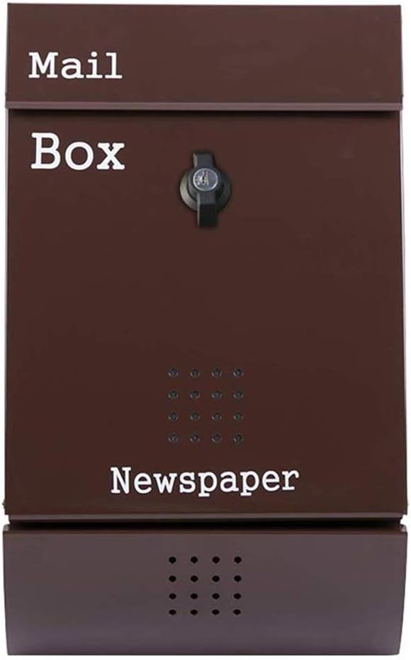 HBJWOV Retro Mailbox, House Outdoor Letter Box Rust Vertical Wall Mount Locking Outside Mailboxes Home Office
