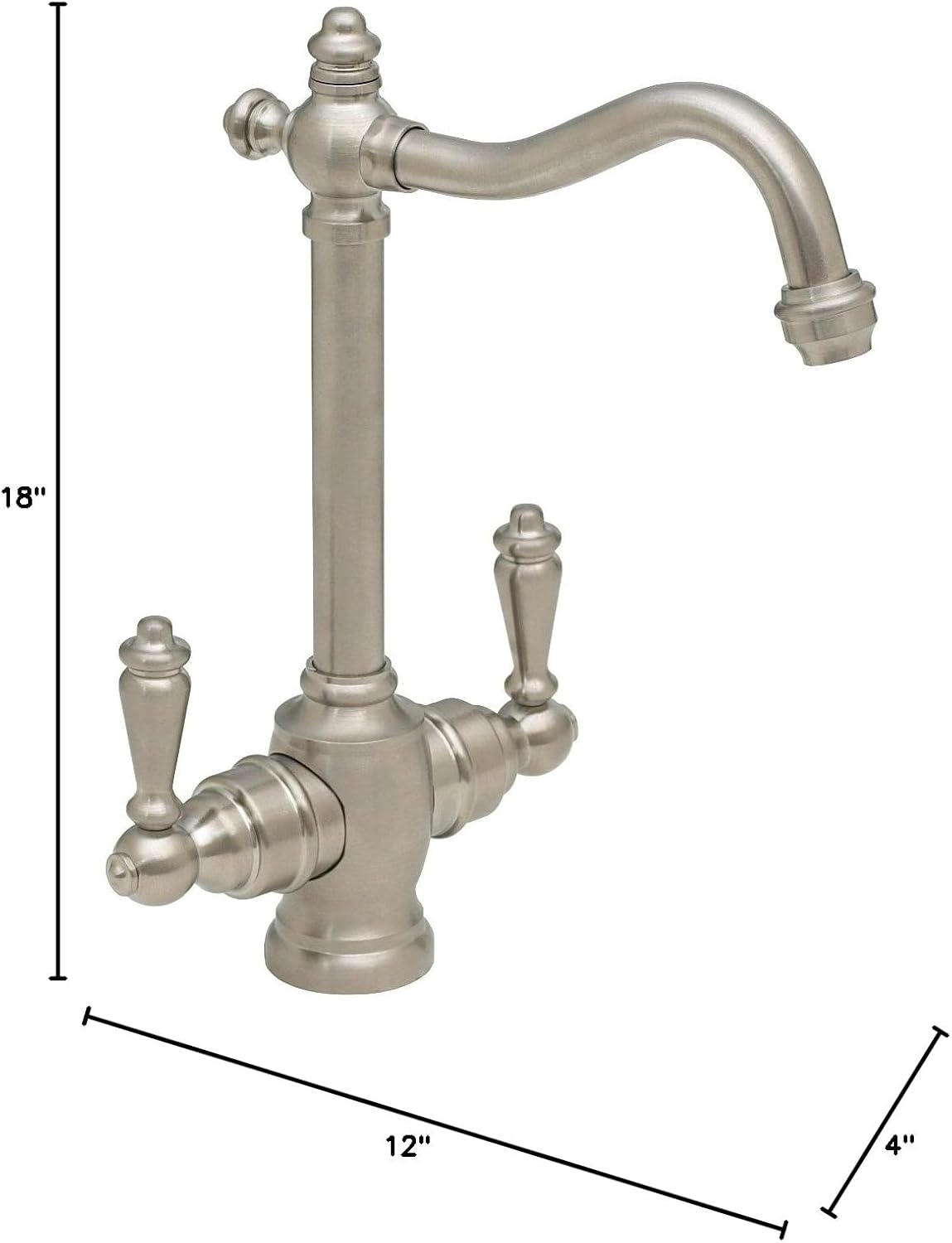 Westbrass D205-07 Victorian Traditional Two Handle Instant Hot/Cold Water Dispenser Faucet, Satin Nickel