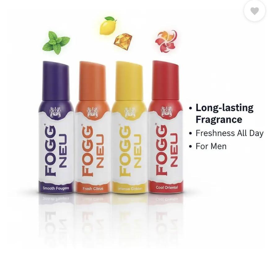 Image of Fogg NEU Long Lasting Deodorant Spray for Men & Women, Unisex, 120ml, Alcohol Based, No Gas Technology (Intense Cologne)