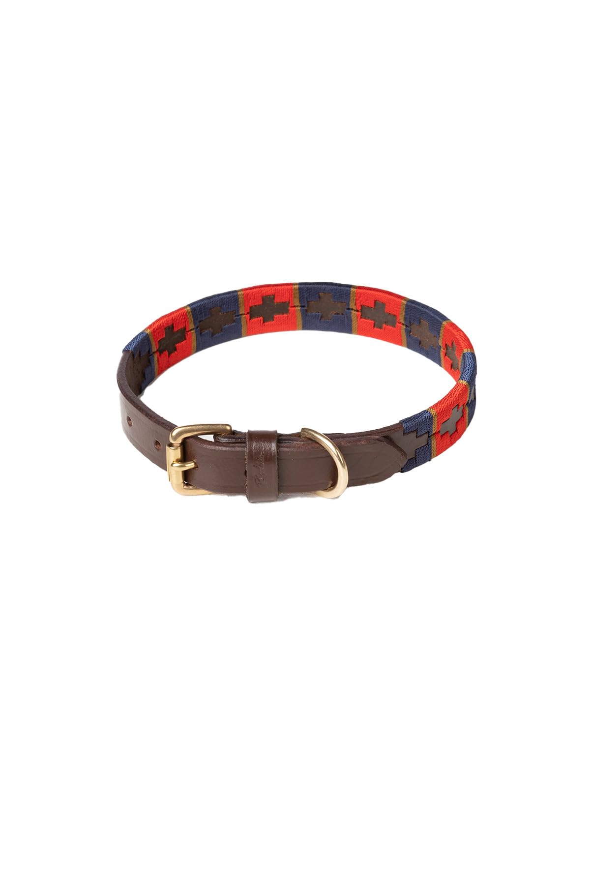 Rydale Polo Dog Collar Embroidered Adjustable Dog Puppy Hound Collars 10 Colours (Navy/Red/Gold, XS-S)