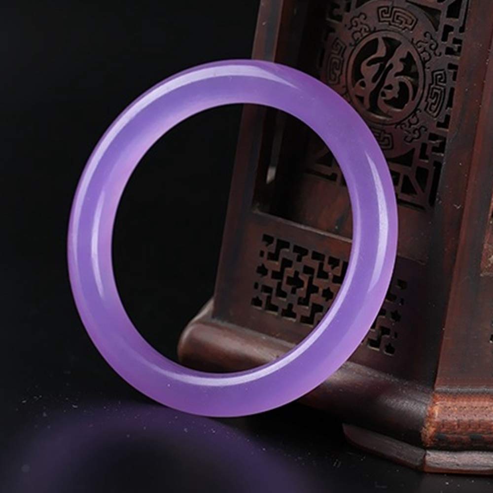 Brazalete de Jade Natural para Mujer, Fino y Redondo, Color Morado, con Barra Fina, joyería de Jade, Color Morado, 60 mm.