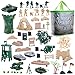 100 Piece Military Figures and Accessories - Toy Army Soldiers in 2 Colors, War Soldiers Playset with 2 Flags and Battlefield Accessories