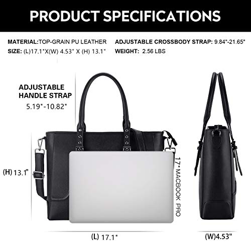 17 Inch Briefcase for Women,Classic Laptop Bag for Women Multi-Pockets Work Bag Business Computer Bag with Adjustable Shoulder Strapand Tablet,black