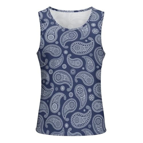 Blue Paisley Bandana Men's Sleeveless T Shirt Muscle Tank Top Tee Graphics Undershirt4