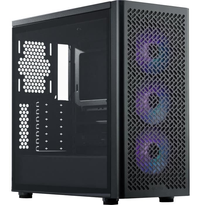 Gabinete Cooler Master Elite 502 para PC | 3 ventiladores ARGB preinstalados | Soporte para AIO de hasta 420 mm | Soporte para placa base ATX | Listo para tarjetas gráficas RTX 50 de hasta 410 mm | Conector USB tipo C